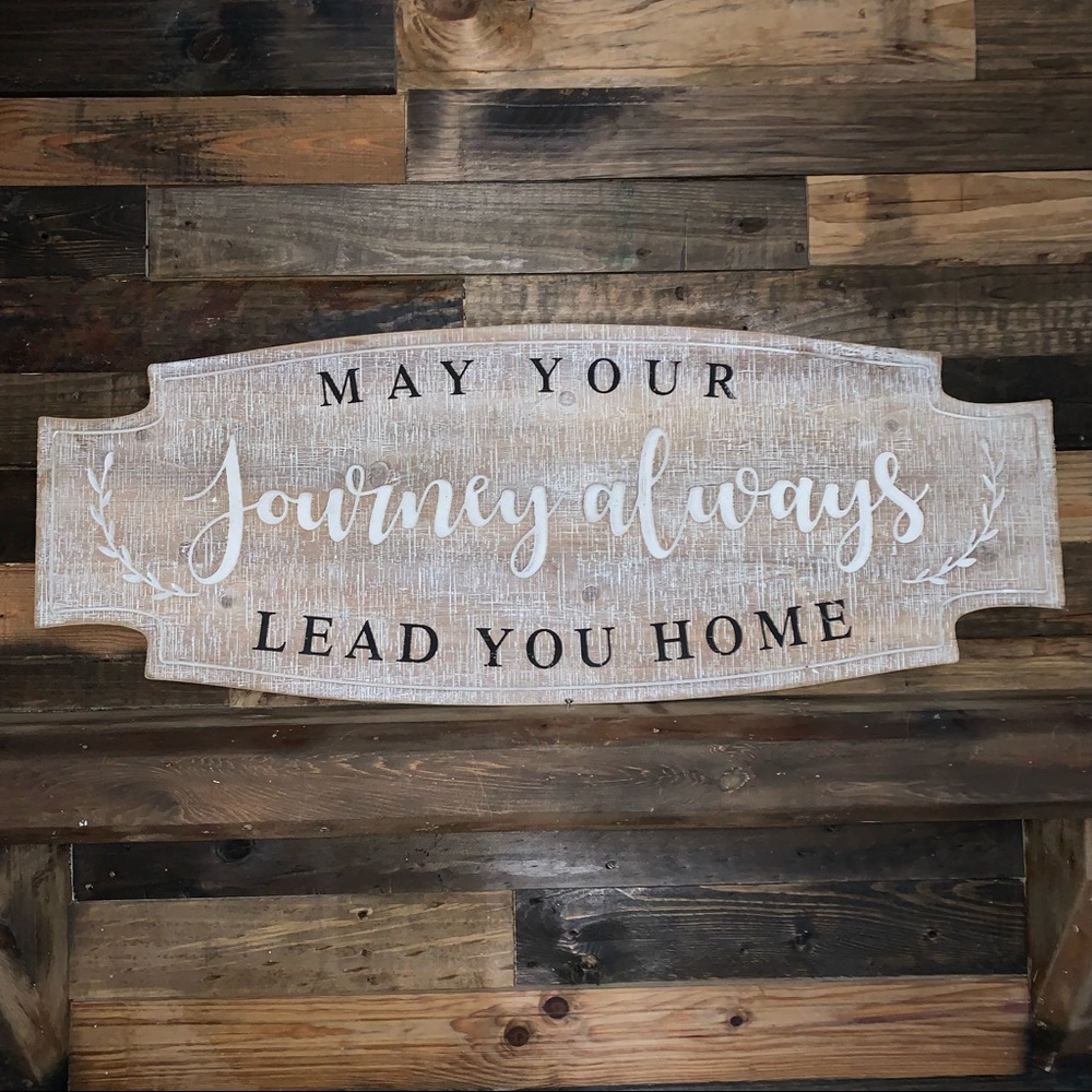 Large White-washed distressed Wood look Wall Plaque